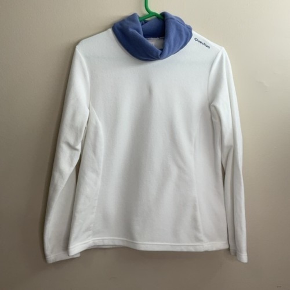 Quechua White Long Sleeve CowlNeck Fleece Sweatshirt Women‎ Large